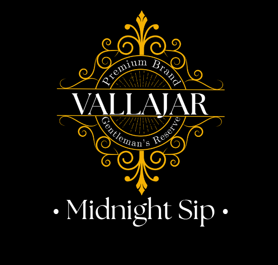 Vallajar Gentlemen's Reserve Midnight Sip product label with branding and product details.