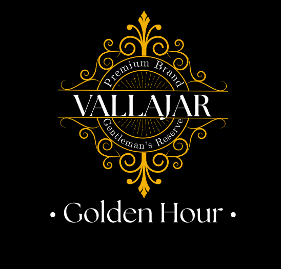 Vallajar Golden Hour cologne packaging with scent profile, ingredients, and contact information.