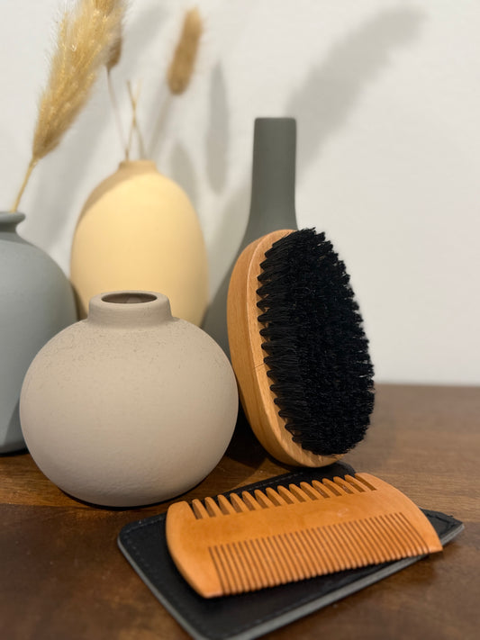 Boar Bristle Brush + Wood Comb Set